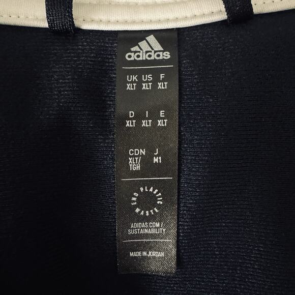 Adidas 3 Stripe XLT Navy Blue Travel Track Jacket Full Zip Athleisure Pockets - Picture 6 of 8